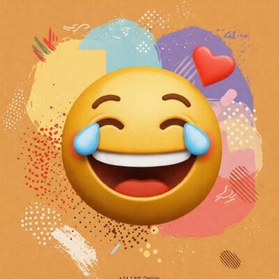 In the Funny Quotes gifts location. There is a yellow emoji cry laughing on a yellow and orange background.